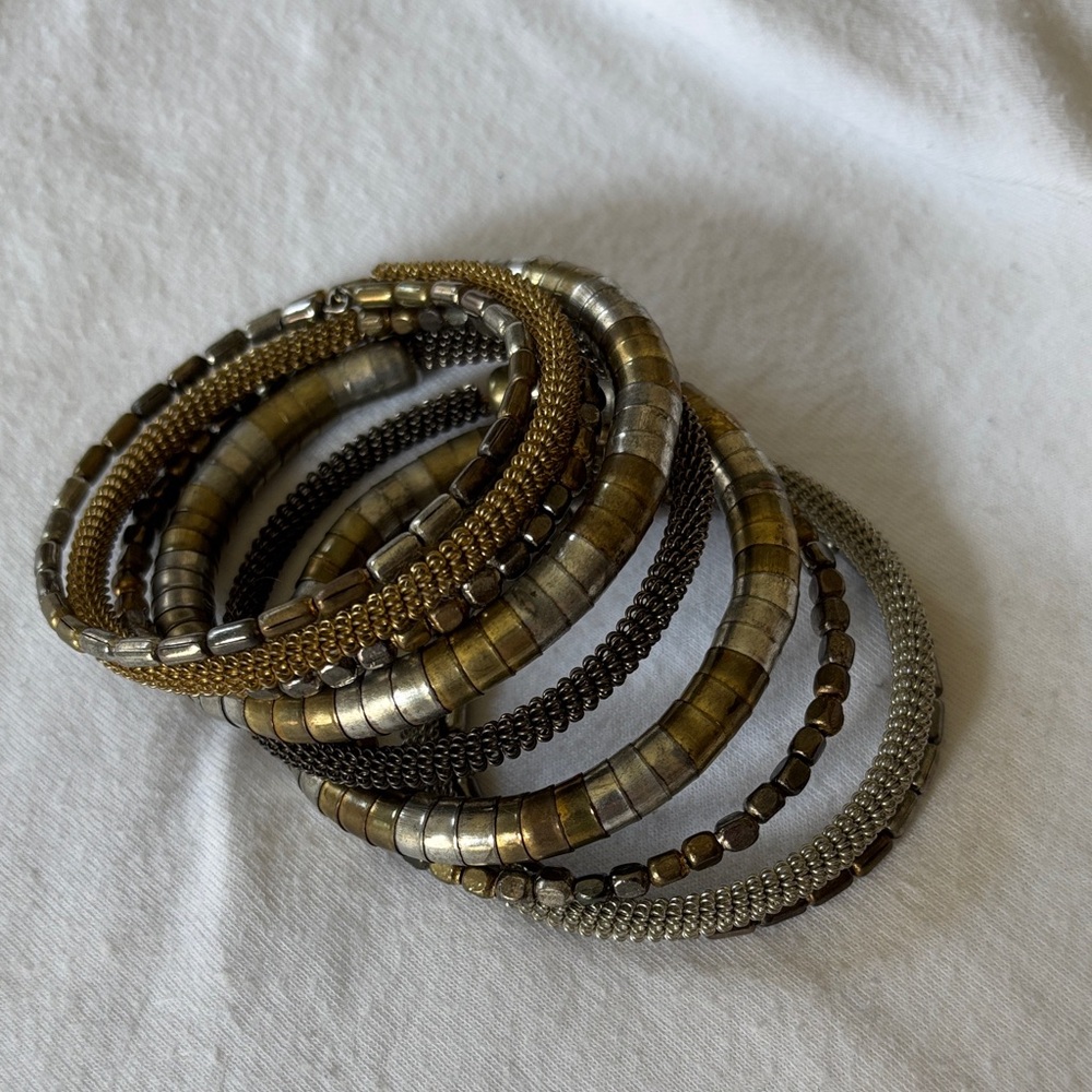 Elegant Gold and Silver Bangle Set